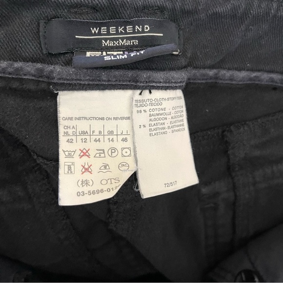 Weekend MaxMara Slim Fit Stretch W11 Pants In Black Women's Size US 12 - Picture 2 of 7